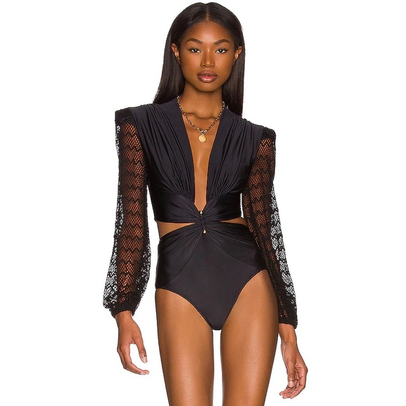 PatBO Other - NWT PATBO black netted sleeve one life swimsuit
